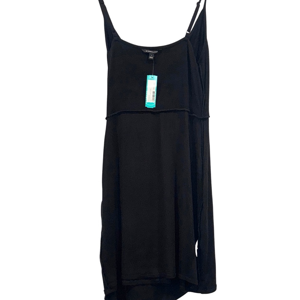 41 Hawthorn Black Wrap Front Ribbed Knit Midi Dress Comfy Modal Blend Size L NWT - Picture 4 of 6